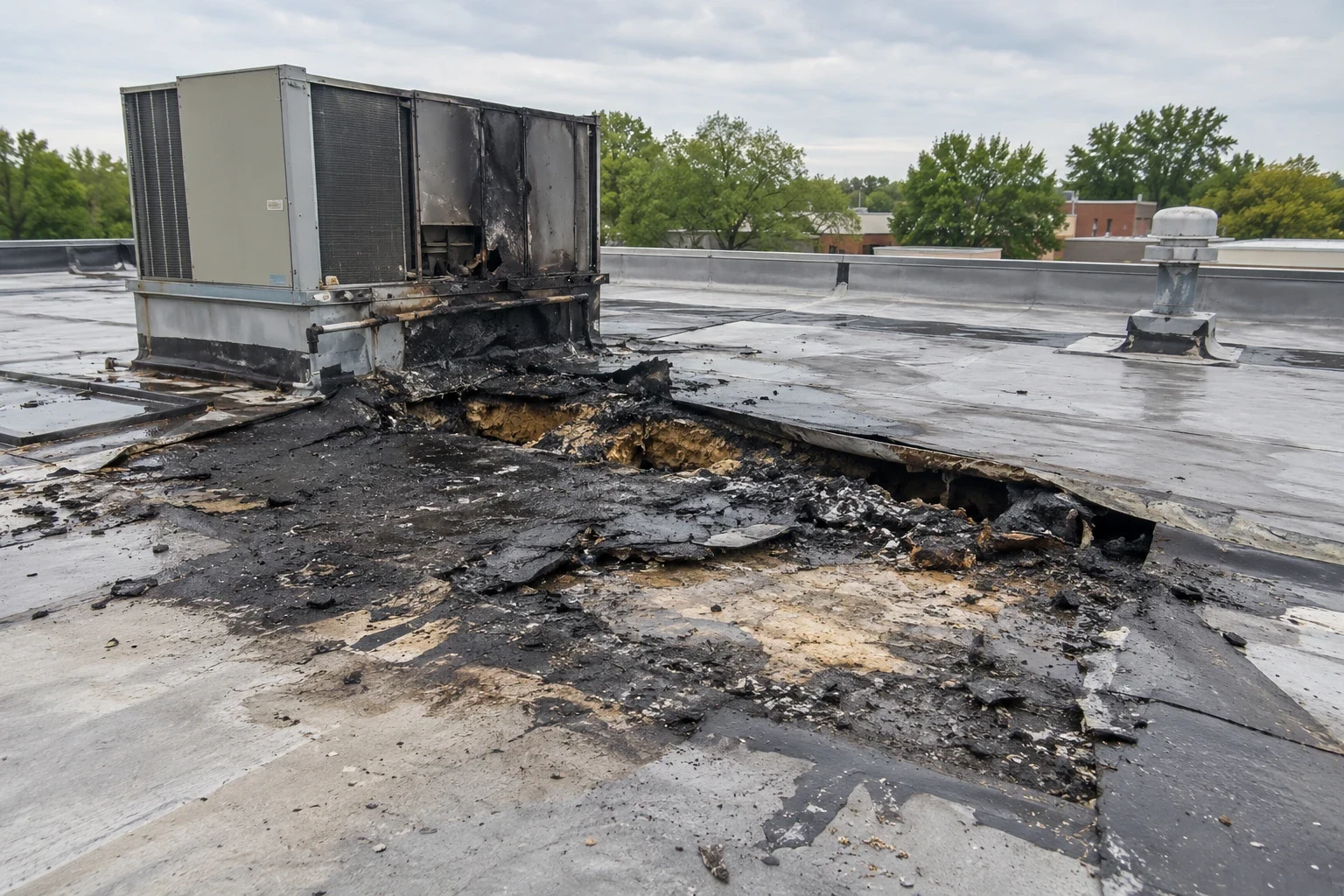 Commercial Fire Damage Roof Inspection and Repair in High Point, NC Commercial Fire Damage Roof Inspection and Repair in High Point, NC